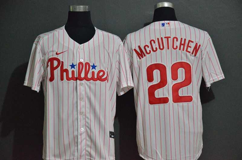 Men%27s Philadelphia Phillies #22 Andrew McCutchen White Stitched MLB Cool Base Nike Jersey->los angeles dodgers->MLB Jersey